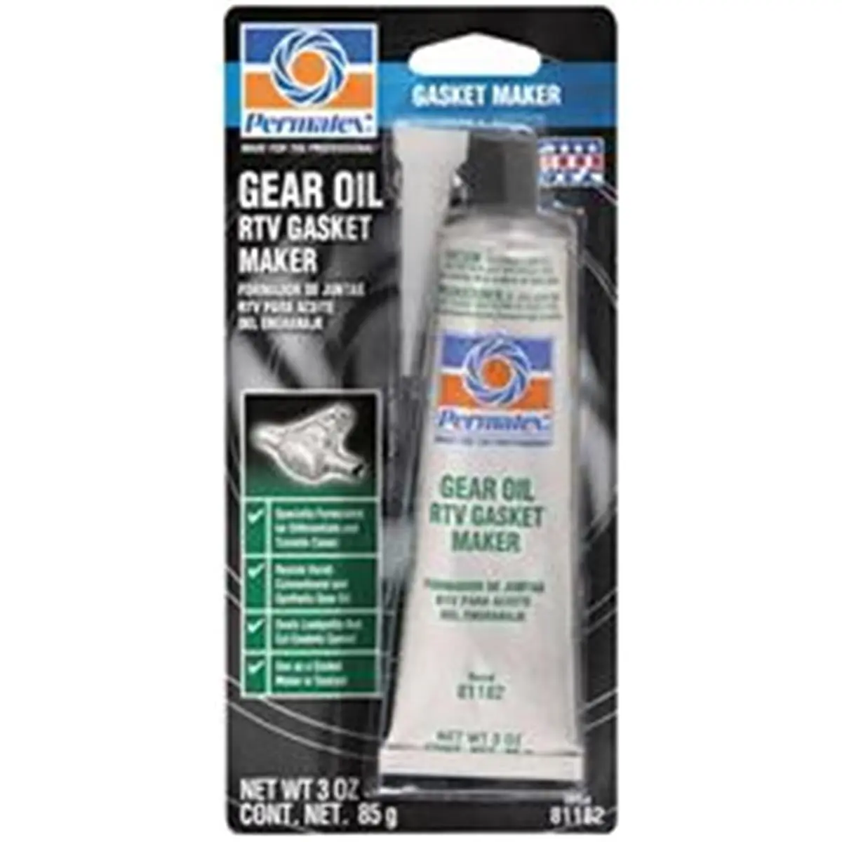 Permatex 81182 Specialty Sealant, 3 Oz Gear Oil RTV Gasket Maker - Leakproof, OEM Tested, Complete Sealing for Gear Applications, Prevents Leakage