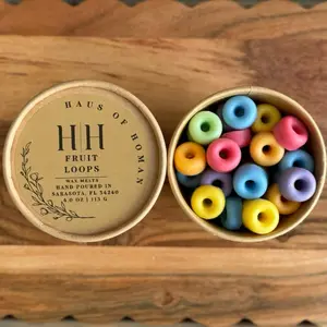 H|H Fruit Loops Hand Poured Wax Melts Scoops 4.0 oz | 113 G - Fruit loops shapped Wax Scoop Cups for Cozy Fragrance