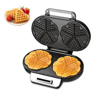 WELSTEEPSE Electric Heart-Shaped Double , 1200W Stainless Steel Black Waffle Iron with Adjustable Buttons, Nonstick Plates, Easy-to-Clean for Breakfast, Snacks Waffle Maker