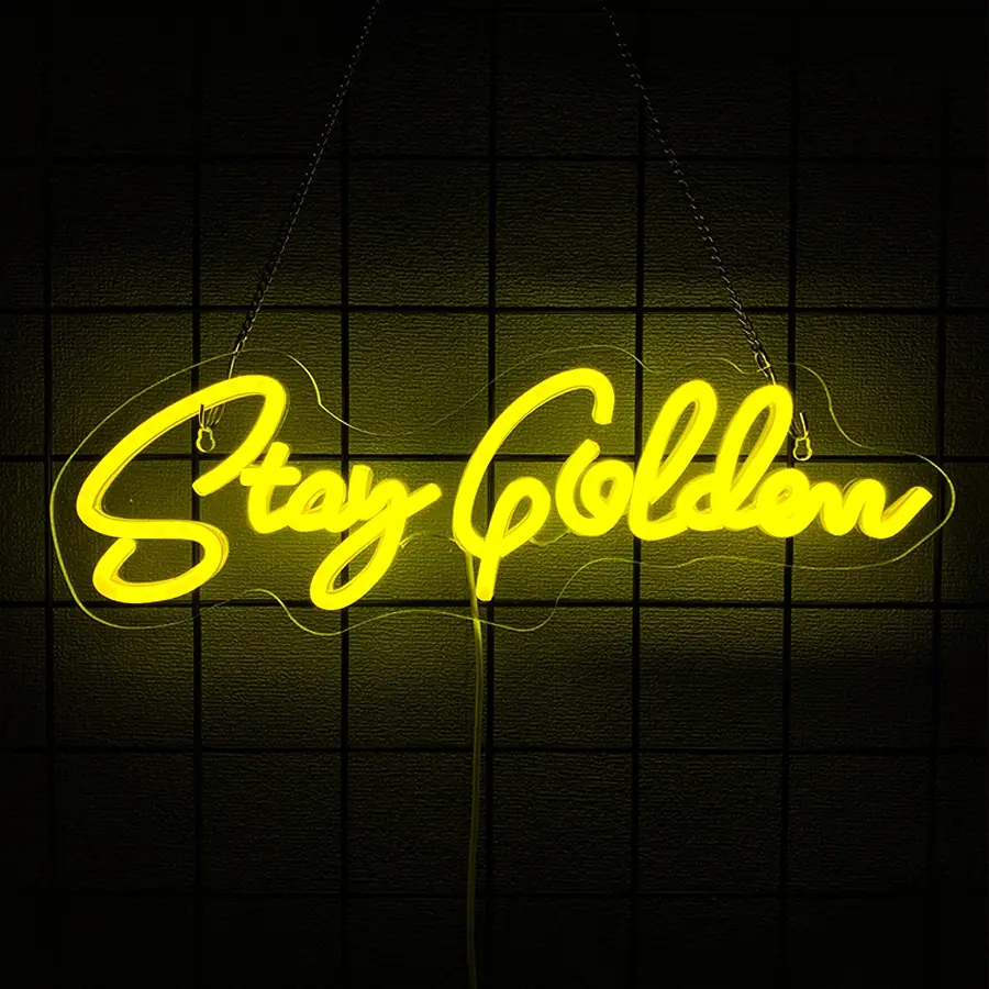 Gold Neon Sign for Wall Decor, USB Powered LED Light Up Sign for Beauty Salon Spa Club Modern Decor, LED Neon Light for Birthday Gift