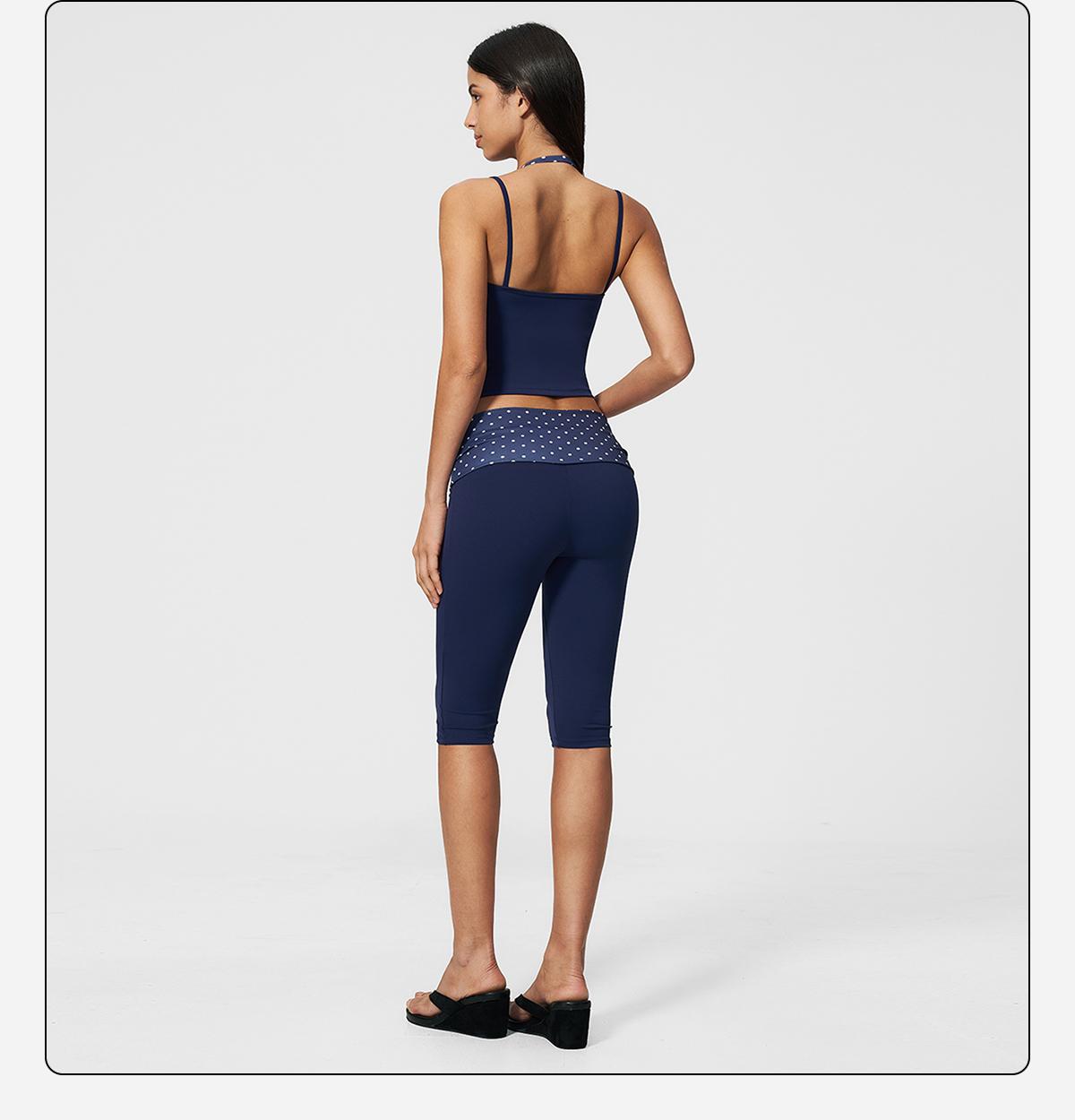 MFVIM women’s color-block double-layer halter yoga tank top set — waist-cinching, butt-lifting mid-length athletic shorts; two-piece fitness set with a nude feel,travel essentials,camping essentials