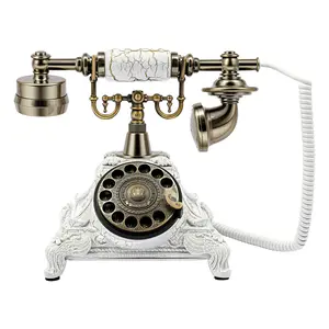 European-Style Vintage Rotary Dial Telephone with One-Touch Calling & Speakerphone, Resin & Zinc Alloy Classic Landline Phone, No Battery/Power Required for Home Office Hotel Bar Gallery Décor