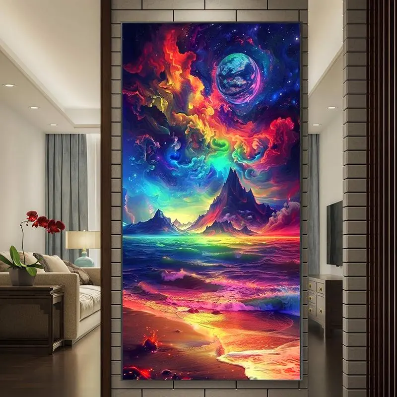 DIY Diamond Art Painting Kit, Colorful Galaxy DIY Diamond Art Painting by Numbers Kit, Wall Art Decor for Home Living Room Bedroom, DIY Kits