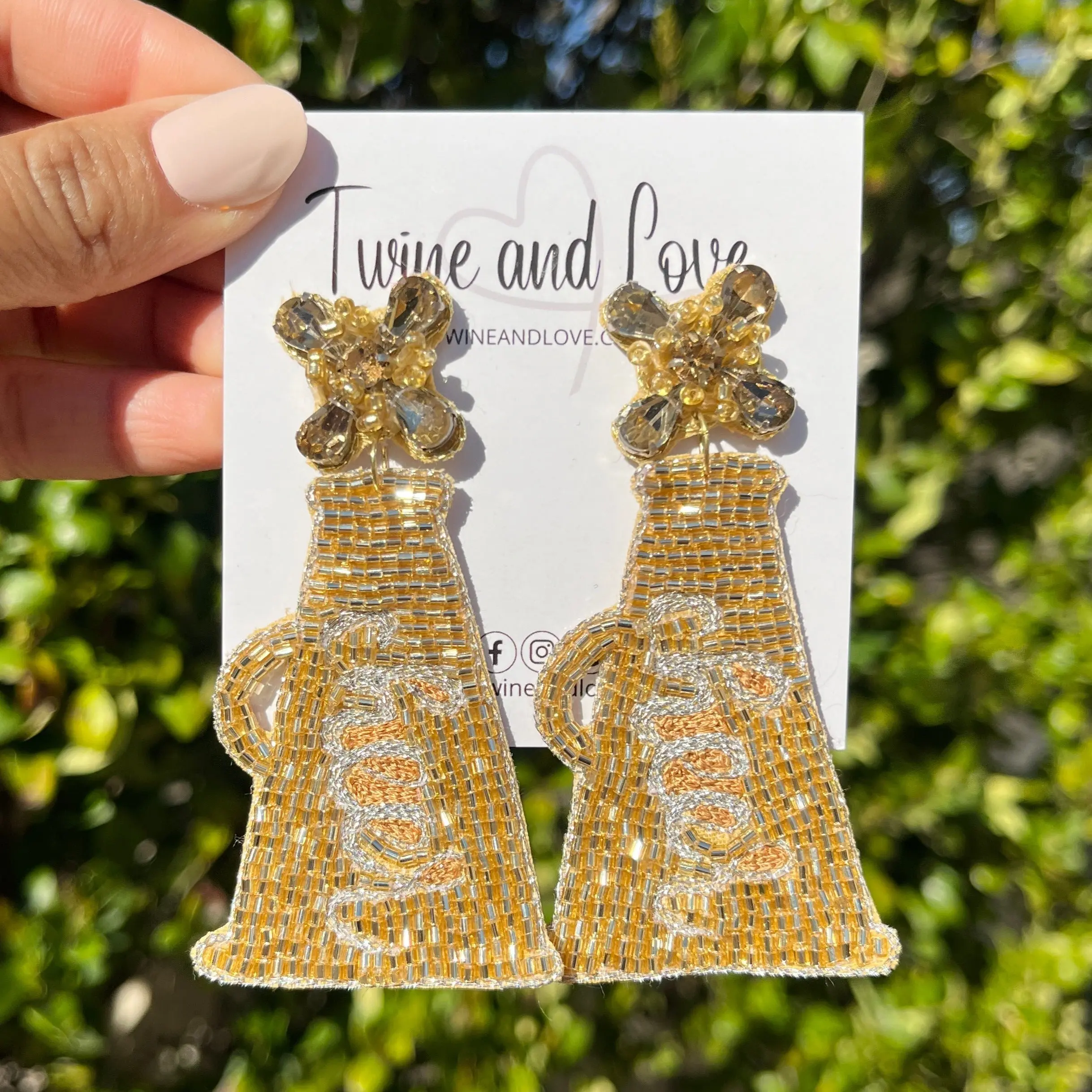 Beaded Gold Cheer Earrings