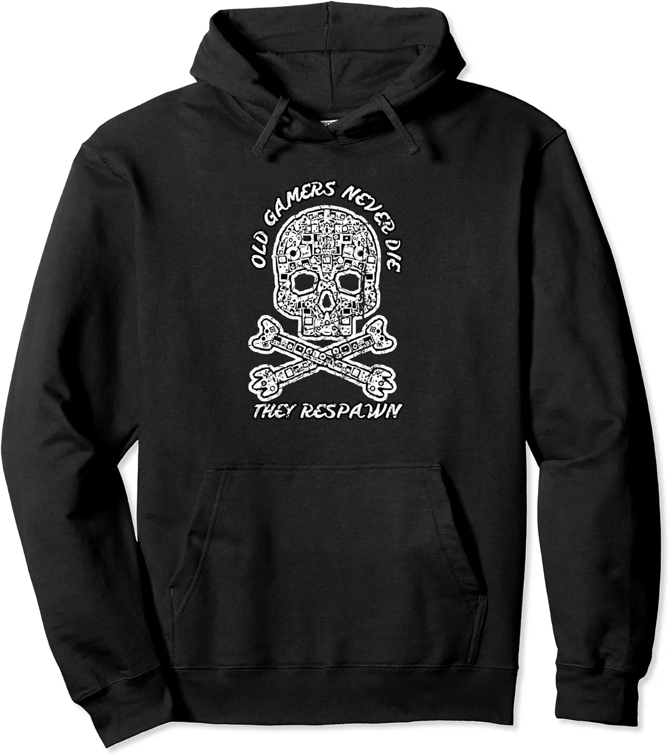 Vintage Cool Old Gamers Never Die They Respawn Gaming Skull Pullover Hoodie - Emilyschwe Shop 82B0CQZBCTVY