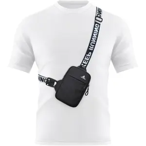 Mini Crossbody Sling Bag Chest Bag Dual Pocket Water Resistant Fanny Pack Running Phone Holder for Men Women Workout Travel, Black