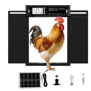Solar Automatic Chicken Coop Door – Dual Swing Aluminum Gate with Remote & LCD, 4 Auto Modes, Light Sensor & Timer, 5000mAh Battery, USB & Solar Powered, IPX4 Weatherproof