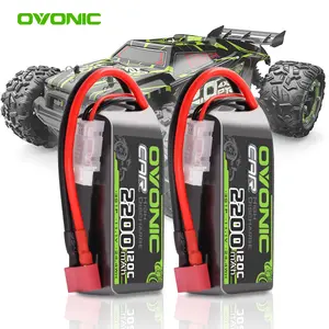 OVONIC 3S LiPo Battery 11.1V 2200mAh 120C  Rechargeable battery with Deans-T Plug, for 1:14 RC Car RC Truck Airplane Helicopter Boat Car Racing RC Hobby (2 Packs)