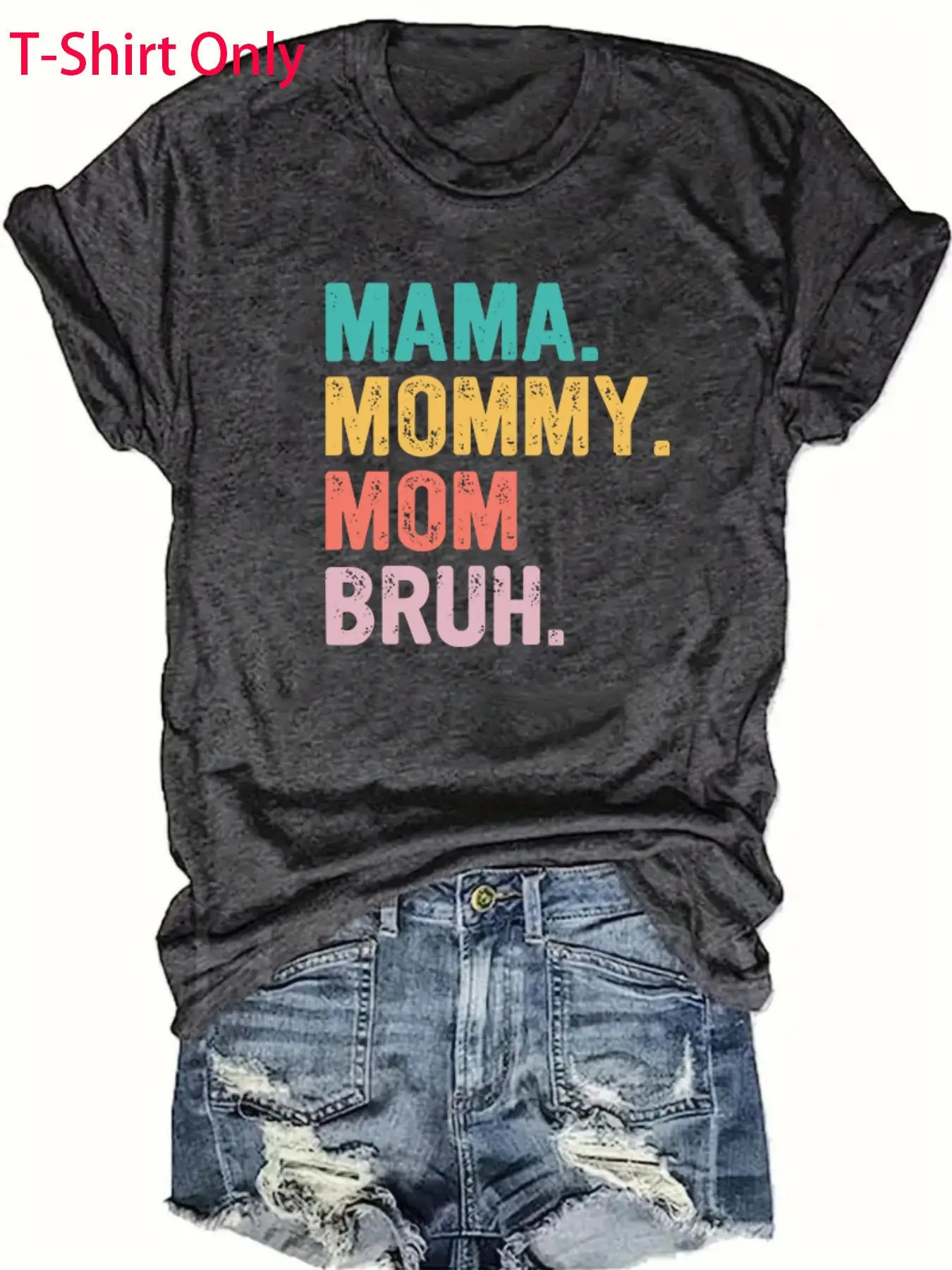 Women's Letter Print Round Neck Tee, Summer Clothes Women, Short Sleeve Crew Neck T-Shirt, Casual Top for Summer & Spring