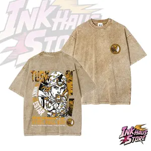 “JOHNNY JOESTAR”and“STEEL BALL RUN”--Short Sleeve Cotton Unisex Retro wash Tee