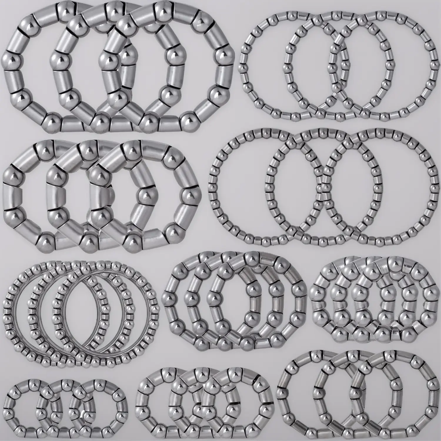 Metal Bicycle Caged Ball Bearing Set - 30 Pcs Multi-Size Steel Bearings (4mm-8mm/1/6"-1/3") Universal Replacement Parts for Bicycle Hubs, Pedals
