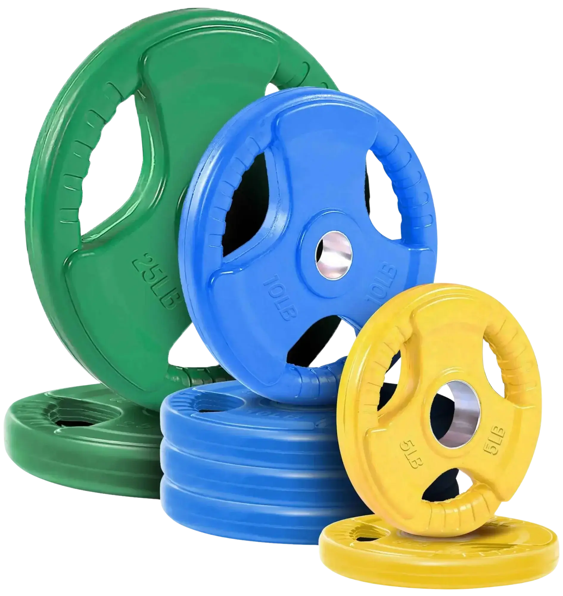 French Fitness Colored Rubber Grip Olympic Plate Set 100 lbs (New)