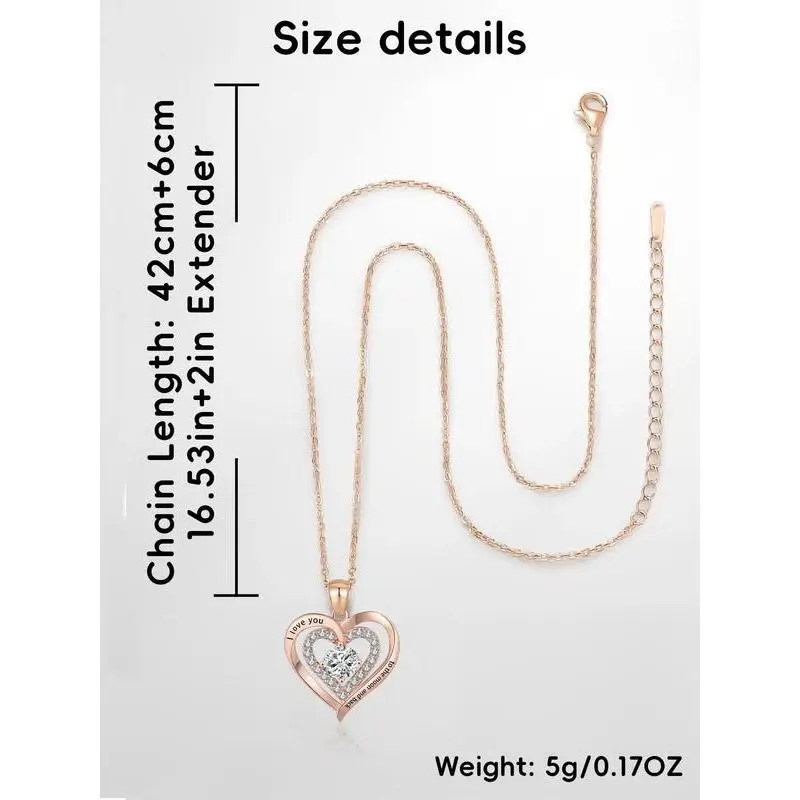 Heart Shaped Rhinestone Decor Pendant Necklace with Rose Flower Gift Box, Elegant Jewelry for Women for Party, Daily Decor, Trendy All-match & Exquisite Jewelry for Birthday Gift, Mother's Day Gifts, Gift Set for Mothers, Gifts for Her Heart Shaped Rhinestone Decor Pendant Necklace with Rose Flower Gift Box, Elegant Jewelry for Women for Party, Daily Decor, Trendy All-match & Exquisite Jewelry for Birthday Gift, Mother's Day Gifts, Gift Set for Mothers, Gifts for Her