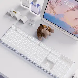 EWEADN Wireless Gaming Keyboard, Rechargeable Backlit Keyboard with 104 Keys Full-Size, Silent Slim Ergonomic Design Keyboard for PC/Laptop, Office, E-sports, Home, School, and Work