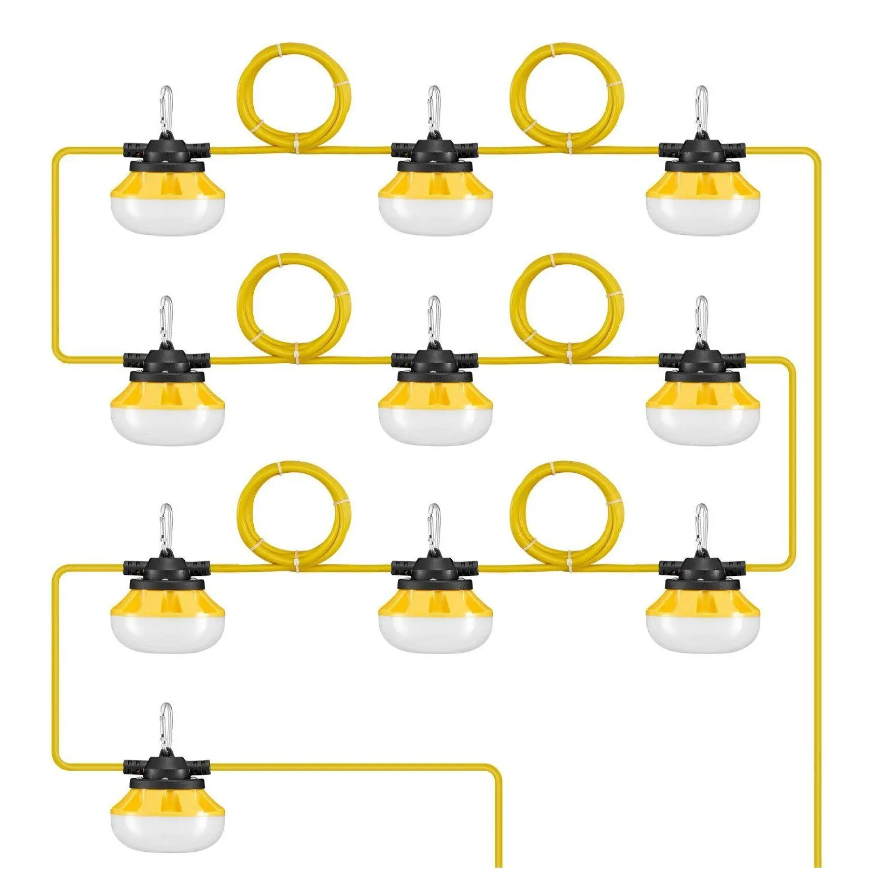 100FT Construction String Lights, 100W 10000LM, 5000K IP65 Rated Waterproof Work Lights, ETL Listed, for Construction Sites & Temporary Lighting