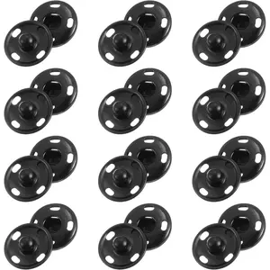 50 Sets Sewing Snap Buttons, 10mm Press Buttons Metal Snap Fasteners for Clothes DIY Crafts, Black
