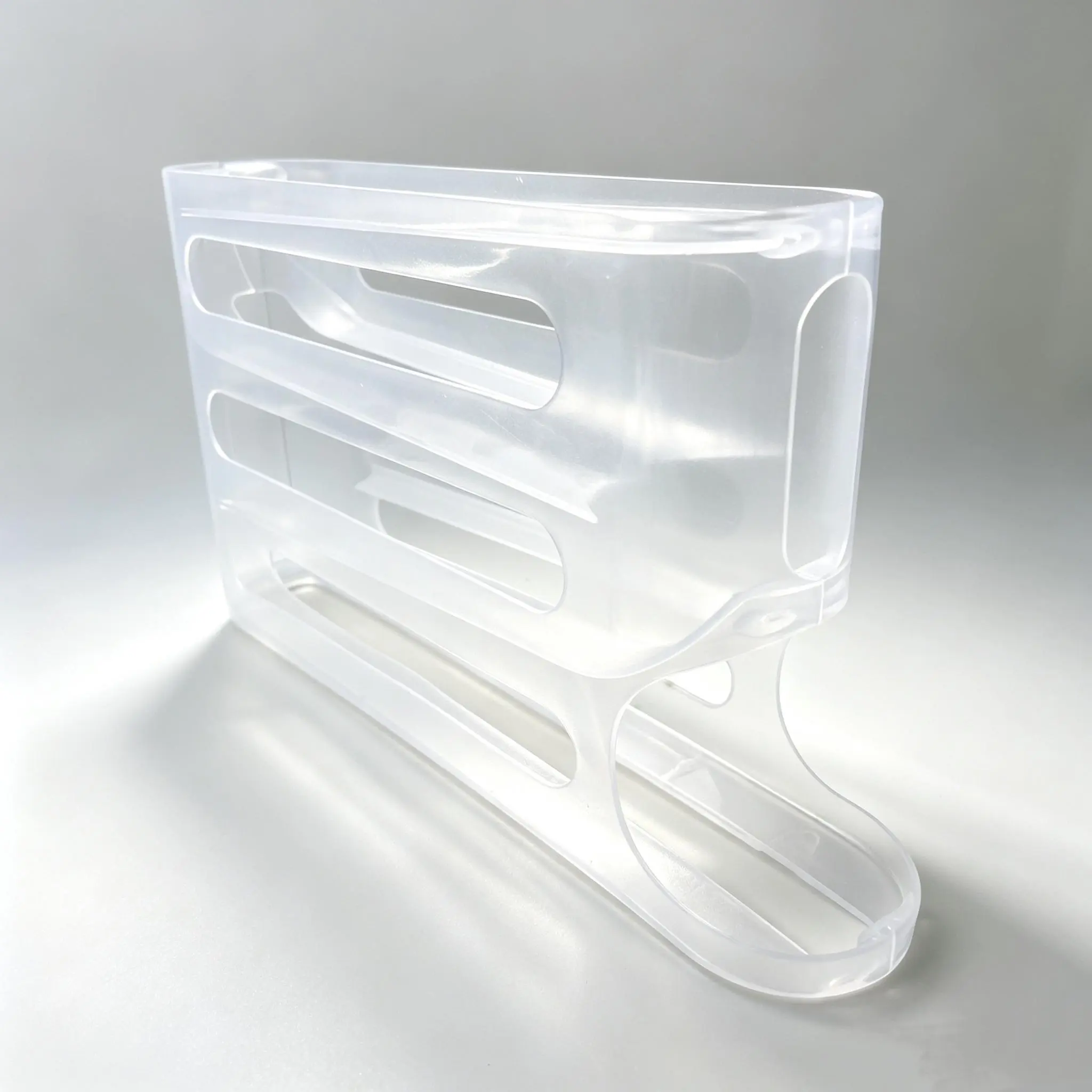 2Pcs Automatic rolling egg storage rack, 4-tier clear plastic egg dispenser holder for refrigerator, space-saving kitchen egg organizer