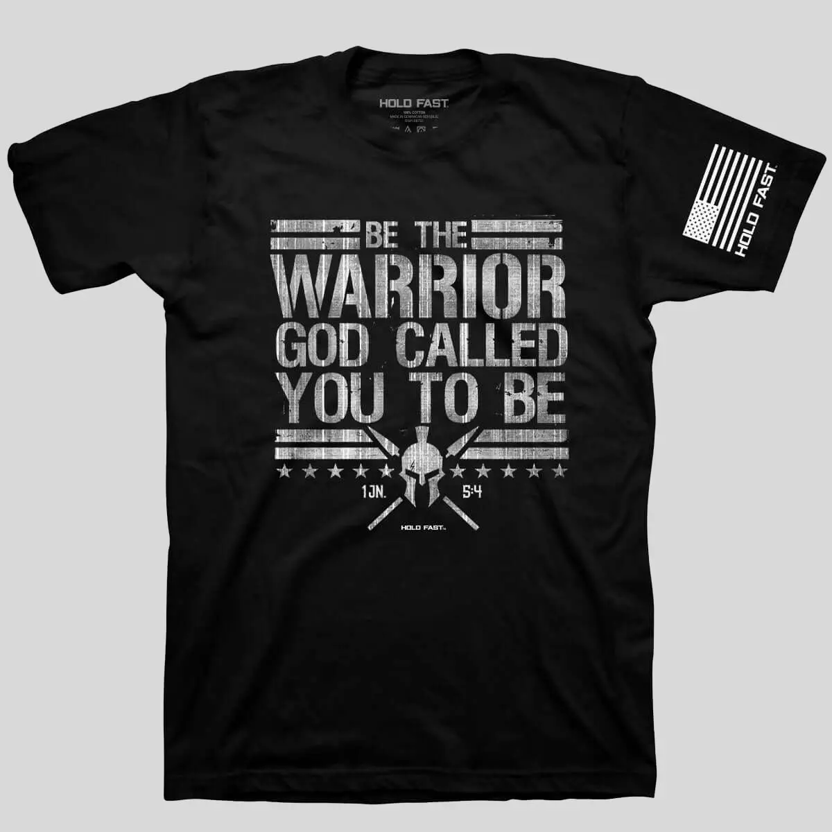 Men's Be The Warrior Shirt - Christian Faith Menswear in Semi-Fitted Ringspun Cotton, Showing Love for God and US Pride