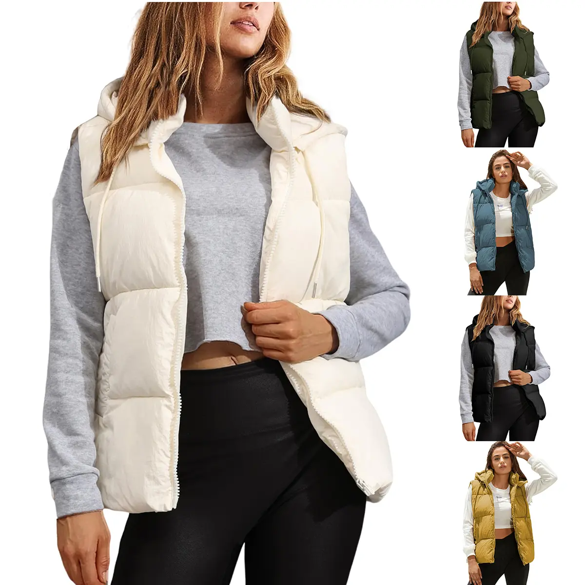 Mibbory Puffer Vest for Women Zip Up Lightweight Sleeveless Winter Outerwear Vests 2026 TikTokShopHolidayHaul Christmas with Removable Hood Mibbory Fall Winter Fashion Top Quilted Down Jacket