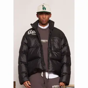 AlphaStyle Premium Down-Alternative Puffer Jacket - Durable YKK Zip High Neck Winter Coat, Contrast Panel Streetwear, Water-Resistant & Multi-Pockets