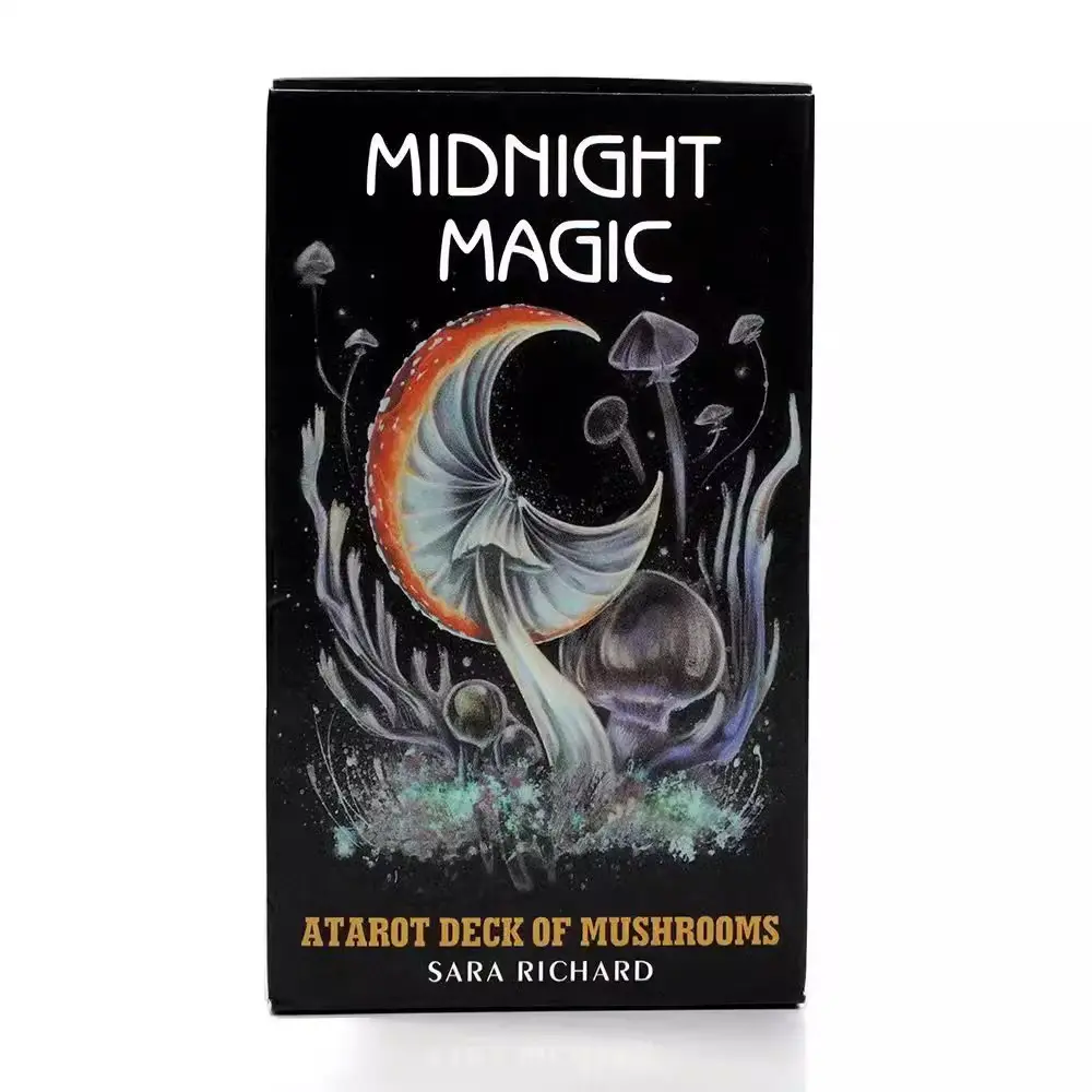 Midnight Magic Mushroom Tarot Cards, Premium Cards, Tarot Card Decks, Illustrated, Unique, Enchanting, Perfect Halloween Christmas Thanksgiving Gift, 78-Card Deck for Divination, Spiritual Exploration & Fortune-Telling Games, Mushroom Theme