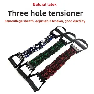 Latex three-hole resistance band, adjustable chest-expanding multi-functional arm strength band, training and fitness three-tube resistance rope