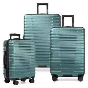 U.S Traveler US09181E 22, 26 & 30 in. Boren Hardside Rugged Spinner Luggage Set with USB Port - Teal - 3 Piece