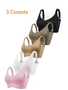 Women's Solid Wireless Push Up Bra, Breathable Comfortable Seamless Bra, Softness Lightweight Lingerie for All Seasons, Womenswear