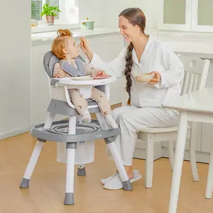BabyBond All In One Baby High Chair, 15 in 1 Convertible Highchair for Babies & Toddlers, Booster Seats with Tray, High Chairs with Baby Activity Center (Grey), Ideal Christmas Gift for Boys & Girls