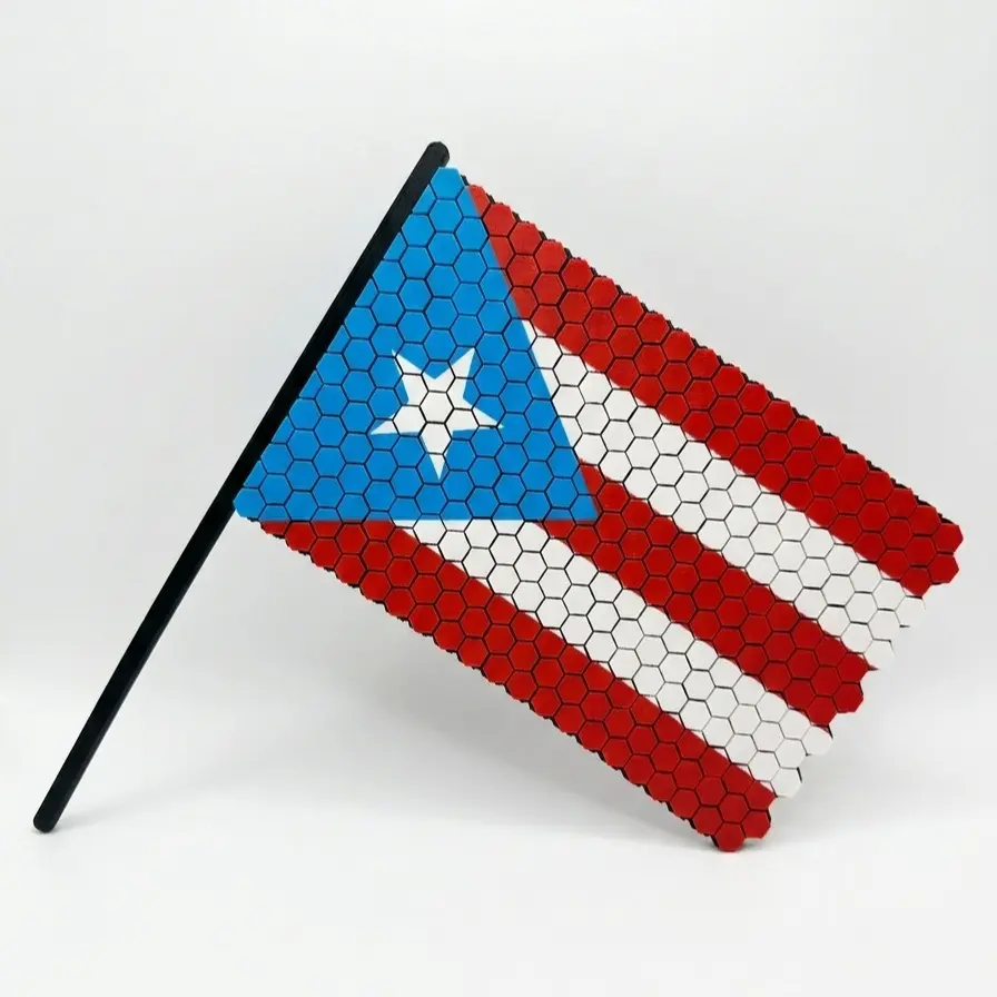 Puerto Rico Country Flag Fidget Flexi Toy - Patriotic Hexagon Design Stress Relief Toy for Adults and Kids