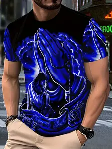 Men's Casual Summer T-Shirt Gift Box Set, Lightweight Breathable Polyester Fabric, Religious Church Theme Design, Fitted H-Type Style