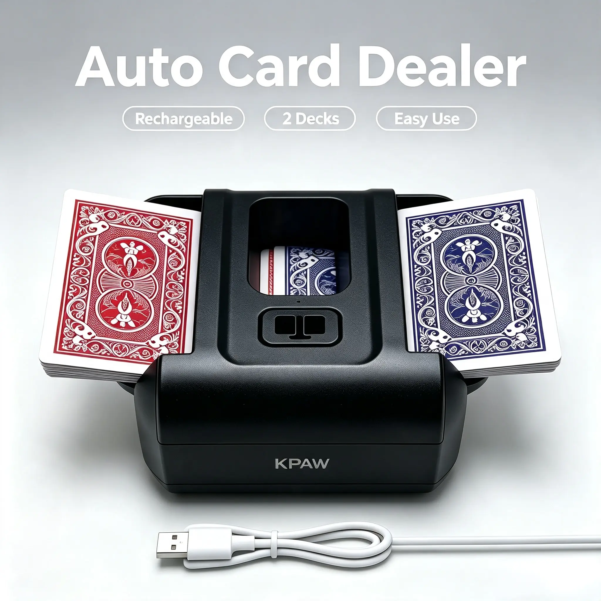 Shuffler 2 Deck, Rechargeable Automatic  Shuffler with Dual Modes, Low Noise Portable Shuffler-Compatible with Poker, UNO, Bridge, Texas, Phase 10,   for Family A2 kids angel number