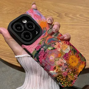Vintage Floral Sun Collage Design Shockproof Ultra-Thin Protective Phone Case Cover for iPhone 16/15/14/13/12/11/plus/pro Max, Dust-Proof Gift