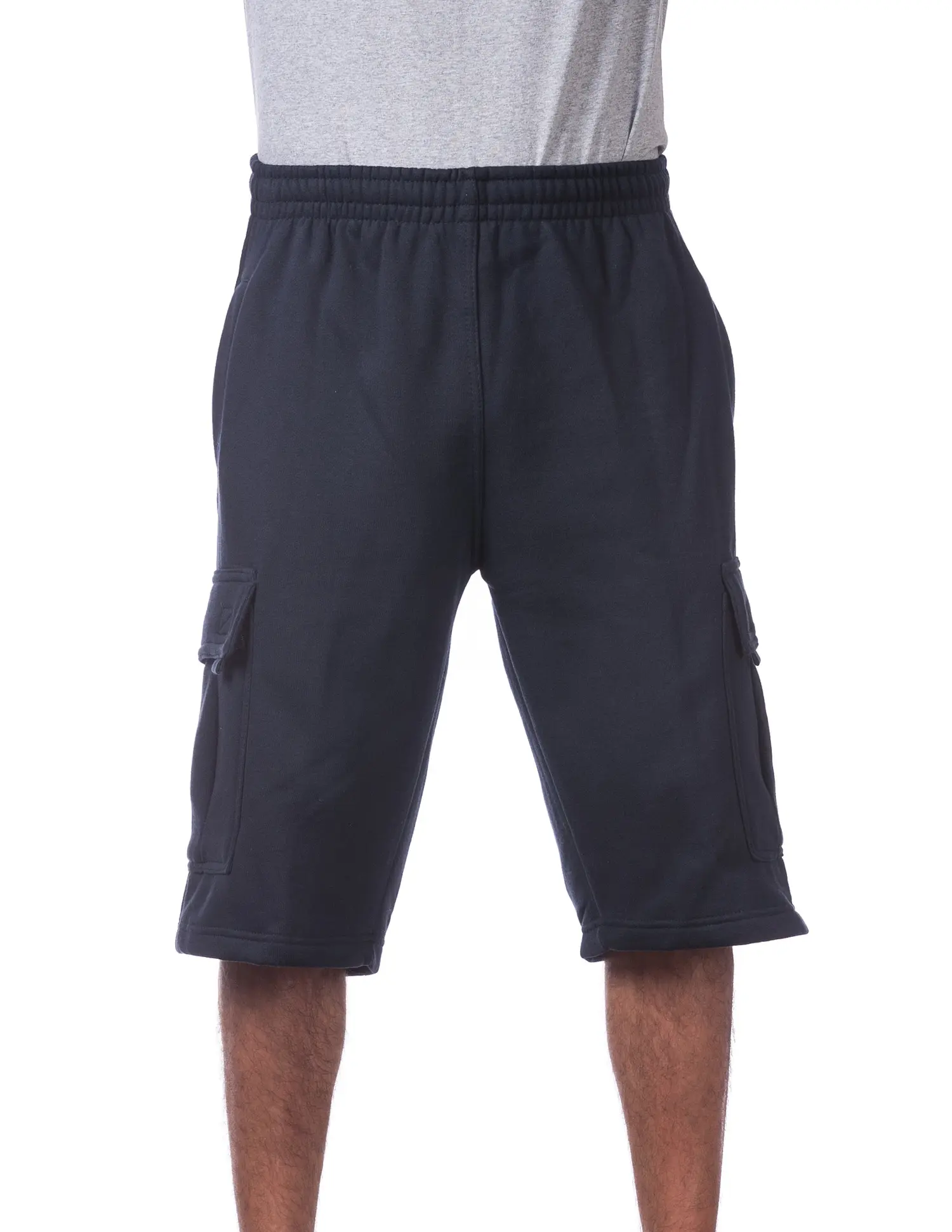 Pro Club Men's Six Pocket Fleece Cargo Shorts - Navy - Small