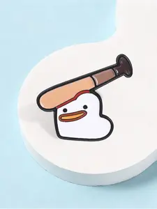 Cute Comedy Baseball Bat Duck Enamel Pin ,Funny Cartoon Baseball Bat Hitting Duck Metal Brooch, Backpack Jacket Lapel Badge, Fashion Jewelry Gift for Friends