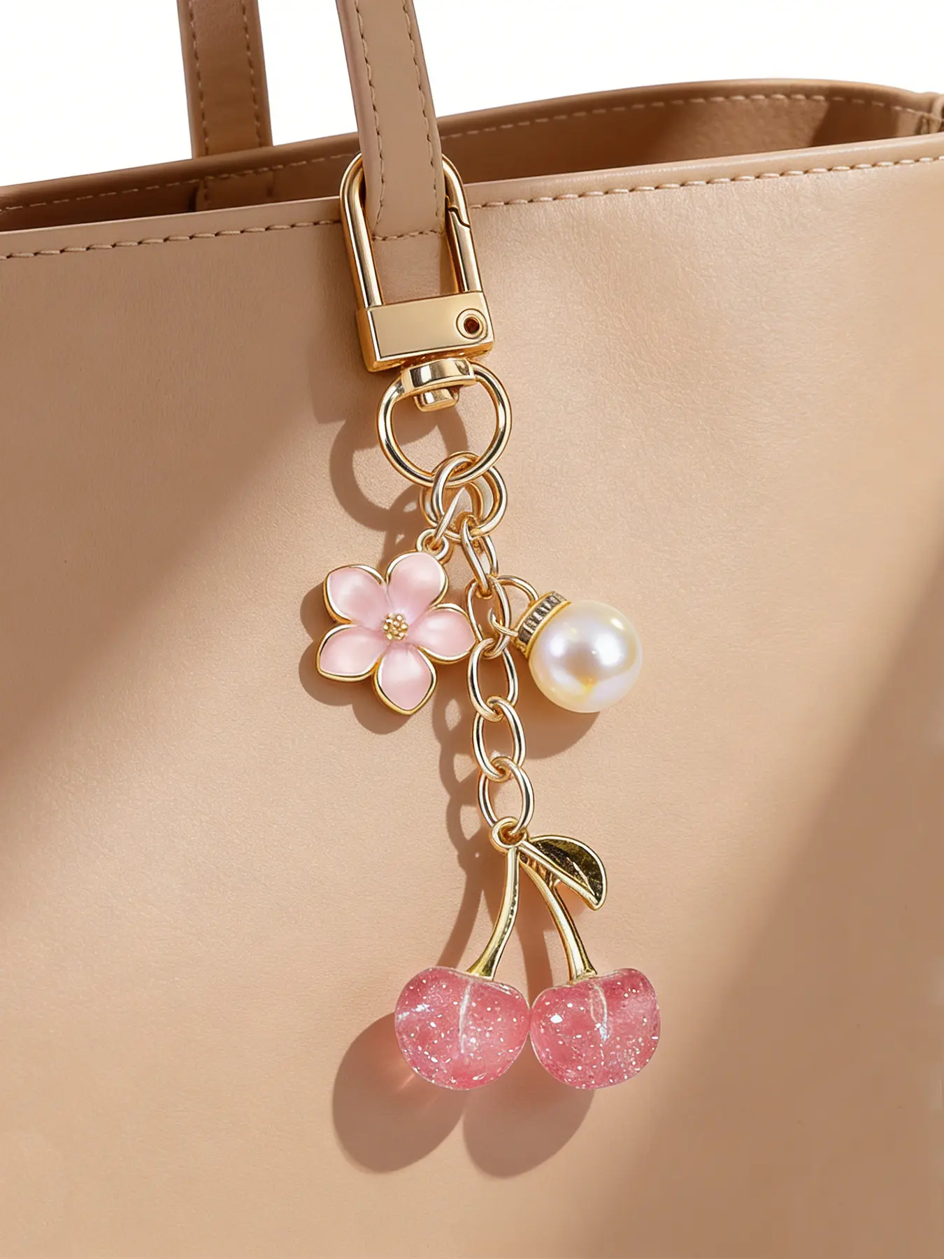 Cherry Design Bag Charm, Fashionable Keychain for Women & Girls, Trendy Accessory for Birthdays, Perfect Girlfriend Gift Idea, Sparkly Bag Charm, Stylish Playful Charm, Purse Accessories, Charms For Bags, Bag Accessories Charms