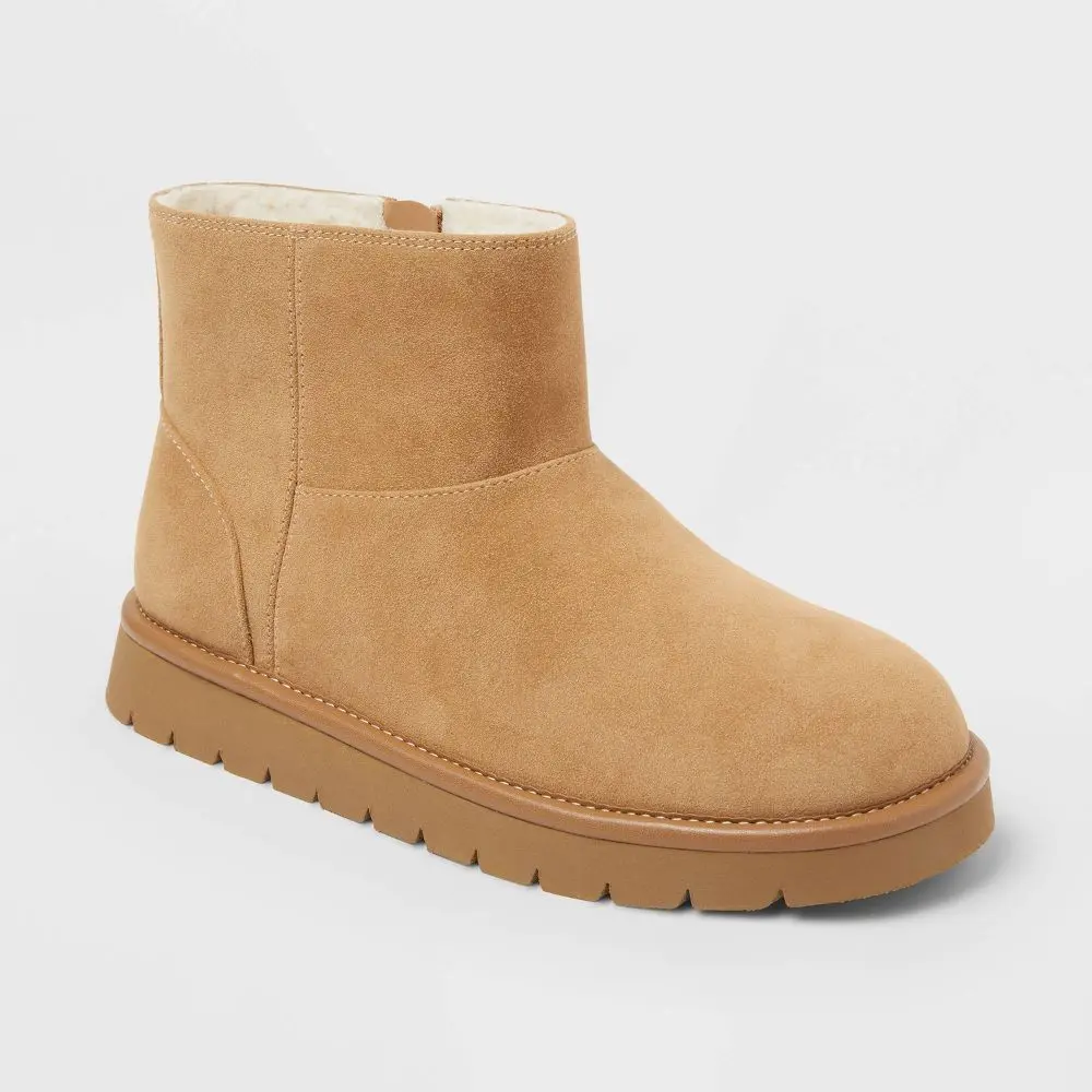 Universal Thread Women’s May Shearling Lined Suede Ankle Boots - Tan