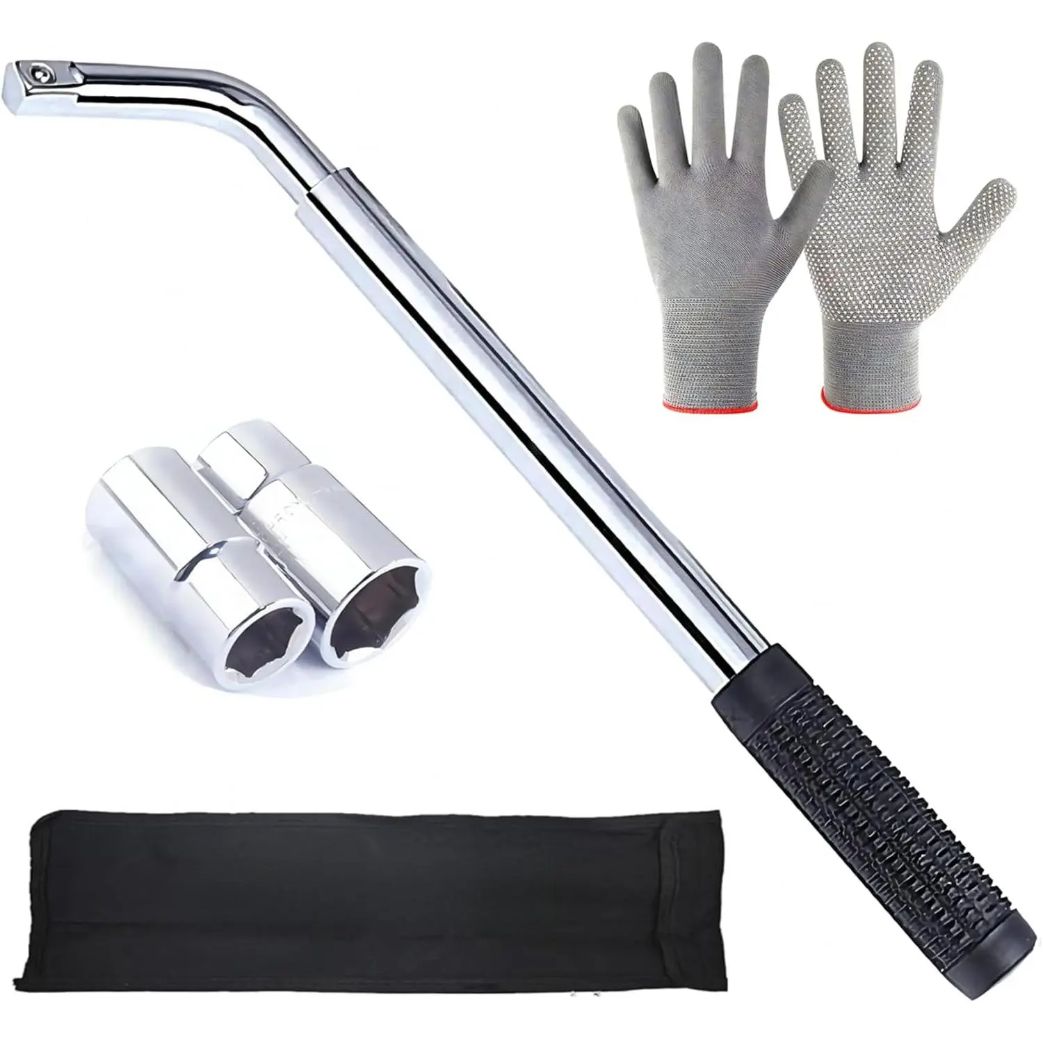 20-in CR-V Universal Lug Wrench, Labor-Saving Double-Ended Socket Wheel Brace with 17/19/21/23mm Sockets, Fast Turning Sliding Bar Speedy Handle Automotive Maintenance Tool for Car Wheel Nut Removal