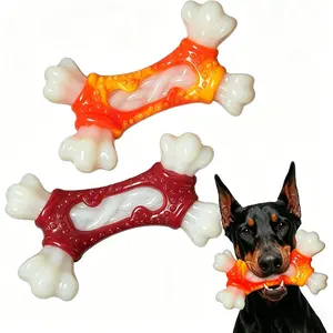 Tough Dog Toys for Aggressive Chewers, 2 Pack Indestructible Nylon Dog Bone, Chew Toys for Medium Large Breeds, Beef Flavor