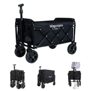 BlazeStone Collapsible Foldable Wagon Cart, Large Capacity Garden Beach Cart with All-Terrain Wheels, 275lbs Heavy Duty Utility Grocery Wagon with Drink Holders for Shopping Sports Camping