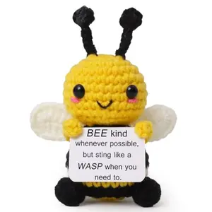 Knitted Bee Stuffed Doll, Festive Gift, Cute Bee Figurine, Desktop Decor for Children, Students, Office & Home