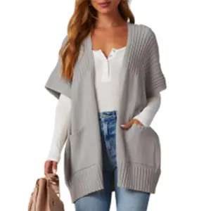 SHEWIN Cardigan Sweaters for Womens Lightweight Open Front Pleated Summer Short Sleeve Cardigans Sweater