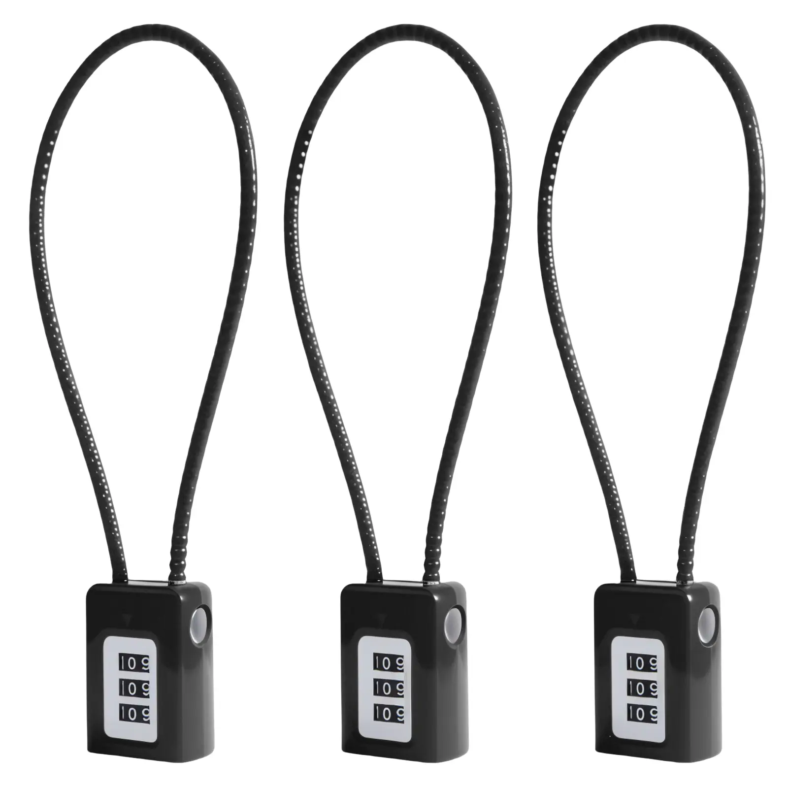 HOX 3-Pack Heavy Duty Vinyl Cable Locks - 3-Digit Combination, Reliable, Tamper Resistant, Durable, Fully Assembled Gun Locks with Manufacturer Warranty for Home Security, Firearm Storage (Pistols)