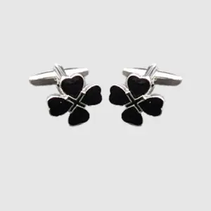 Silver & Black Enamel Cufflinks