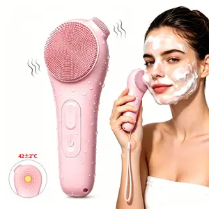 5 Modes Rechargeable Facial Cleansing Brush, Electric Nose Blackhead Remover for Men & Women, Facial Pore Cleaner, Facial Pore Cleaning, IPX7 Waterproof Silicone Face Scrubber with Warm Compress, Deep Cleansing & Exfoliating