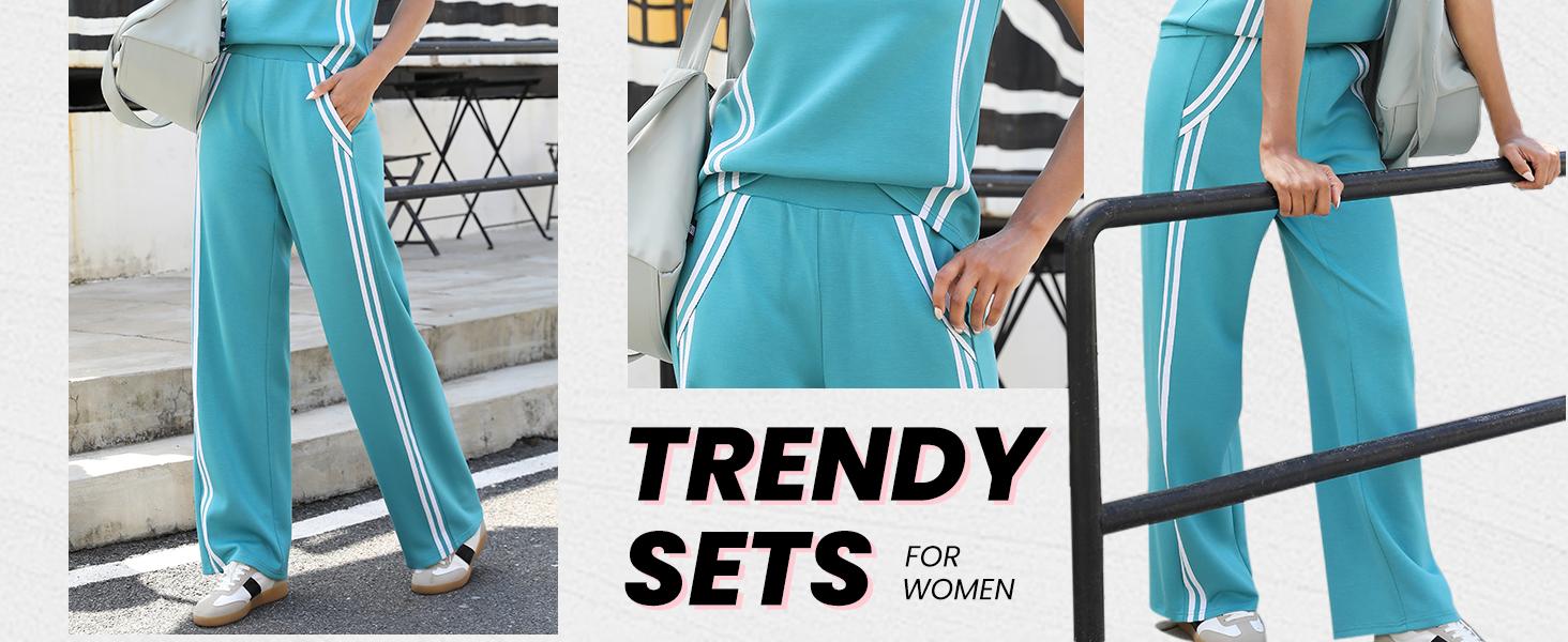 Casly Lamiit 2 Piece Sets for Women Summer Outfits Mock Neck Tank Top & Wide Leg Pants Stripes Casual Loungewear Tracksuits Tanktop Fitted Casly Lamiit 2 Piece Sets for Women Summer Outfits Mock Neck Tank Top & Wide Leg Pants Stripes Casual Loungewear Tracksuits Tanktop Fitted