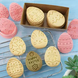 Set of 10, Easter egg shaped cookie mold 3D 3D embossed DIY holiday cookie mold suitable for party decoration, Easter, Christmas