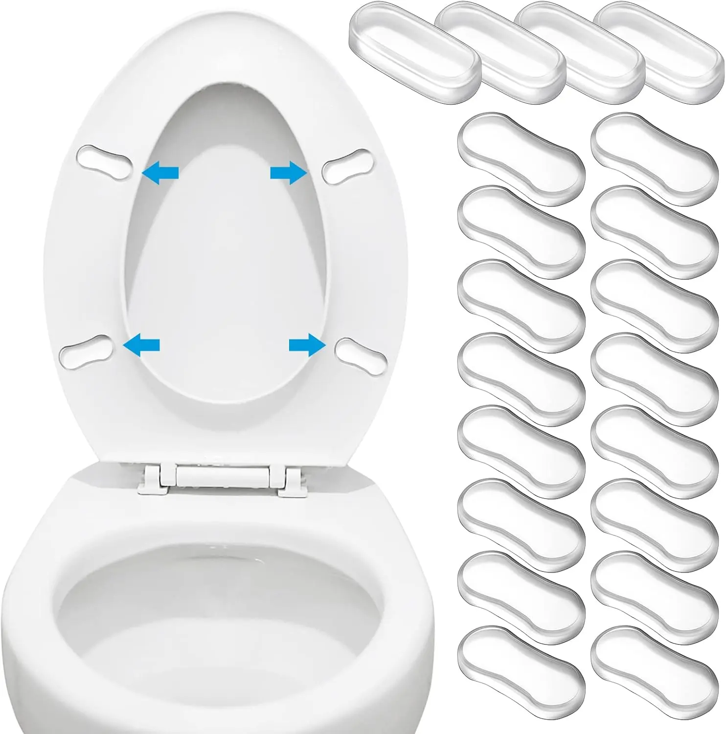 20 Pieces Universal Toilet Seat Bumpers, Silicone Rubber Lid Bumper Kit for Bidet Attachment With Strong Adhesive - Replacement for Families, Hotels, School Toilets