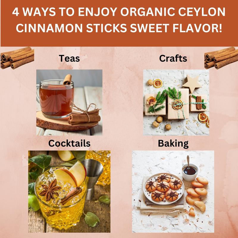 SPICY ORGANIC Ceylon Cinnamon Sticks 16 OZ. – True Cinnamon Quills from Sri Lanka, 3.5" Premium Ceylon Cinnamon, USDA Certified Organic, Perfect for Recipes, Crafts & Holiday Drinks – Cinnamomum Verum