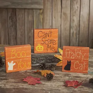 Boo You Can't Scare Me Fraidy Cat Blocks Set of 3